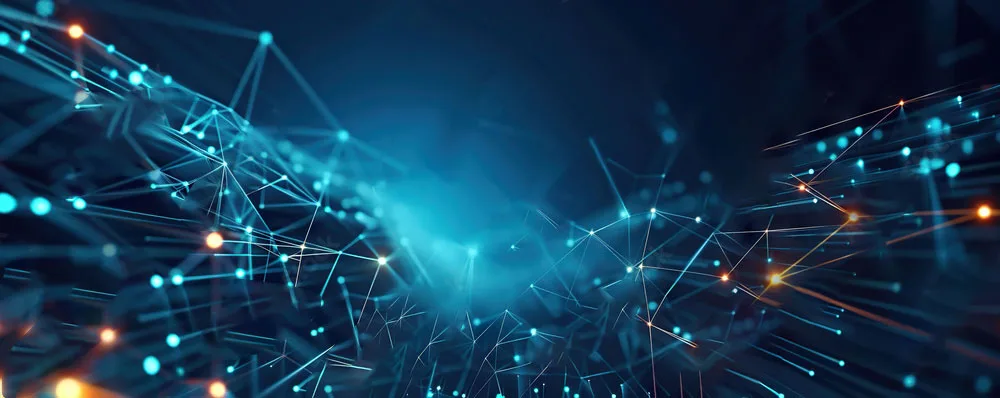 Rețea complexă de conexiuni pentru infrastructura AI personalizată.