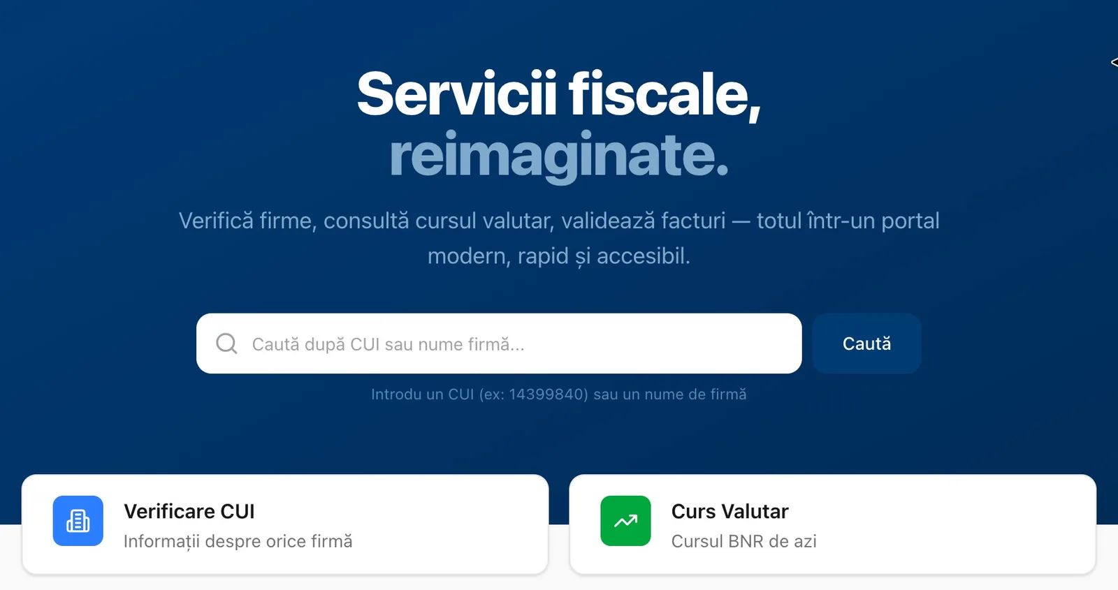 Interfața modernă a platformei demoanaf.ro pentru servicii fiscale rapide.