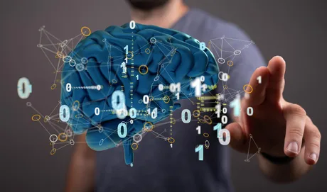 Reprezentare artistică a inteligenței și tehnologiei cognitive.